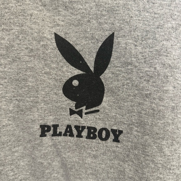 PLAYBOY Gray Sweatshirt Classic Pullover Hoodie - Picture 2 of 4